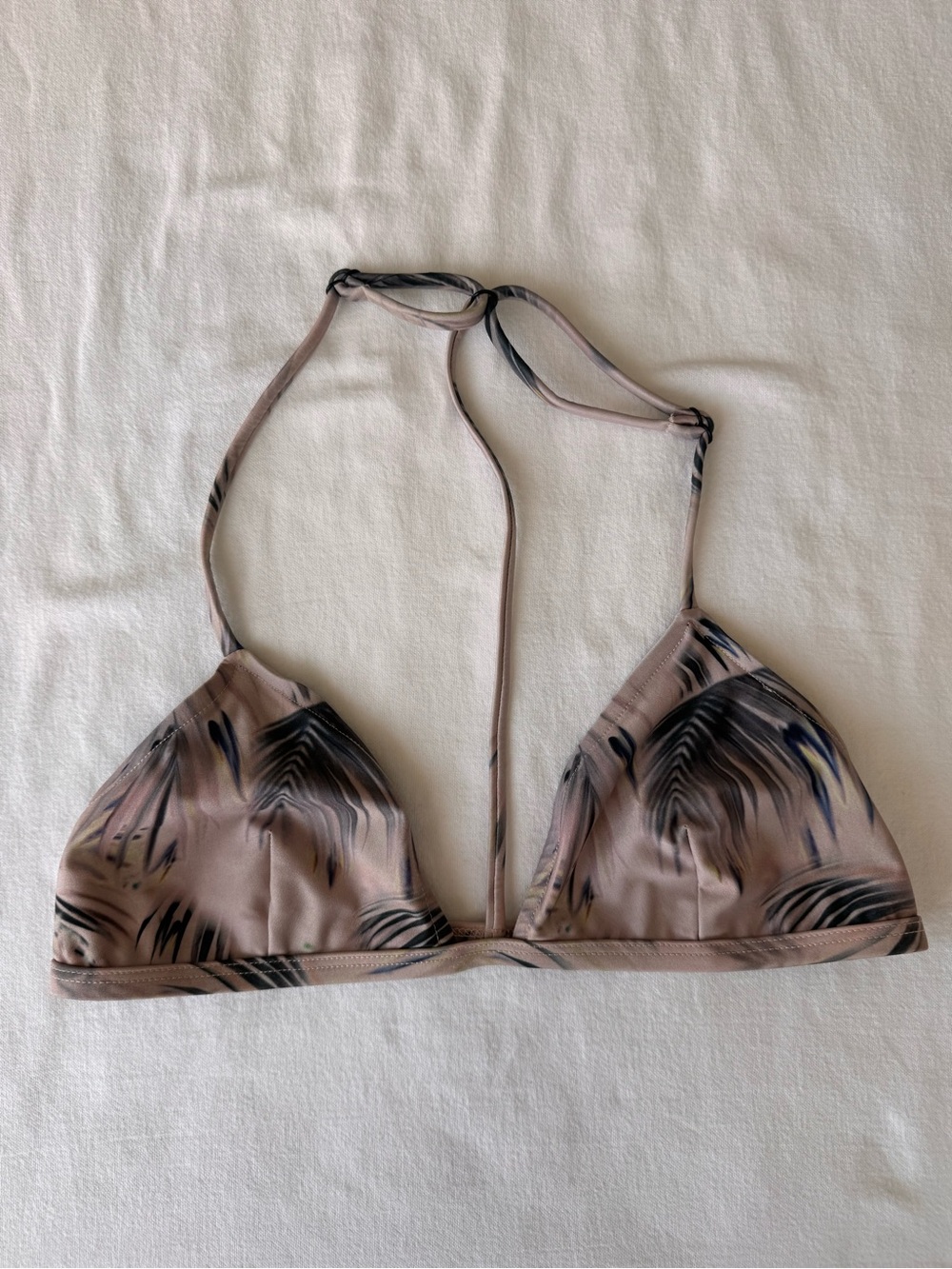 AllSaints Pale Pink and Black Bikini Top